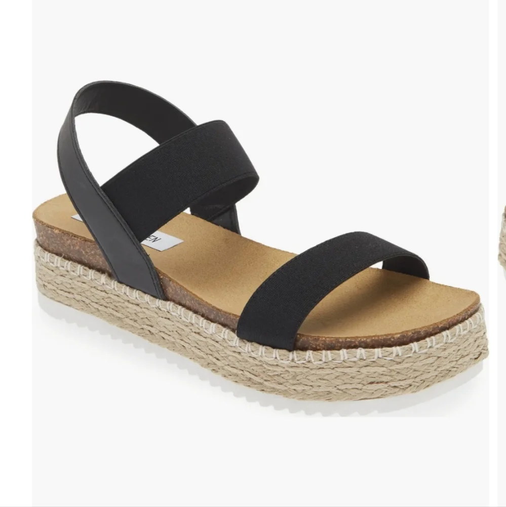 Steve Madden Black Espadrille Platform Sandals - Picture 1 of 12